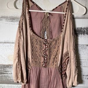 BKE Pink Lace Trim Top